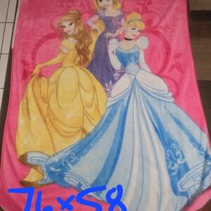 Disney Princess Pink and Blue Blanket 76 X 58